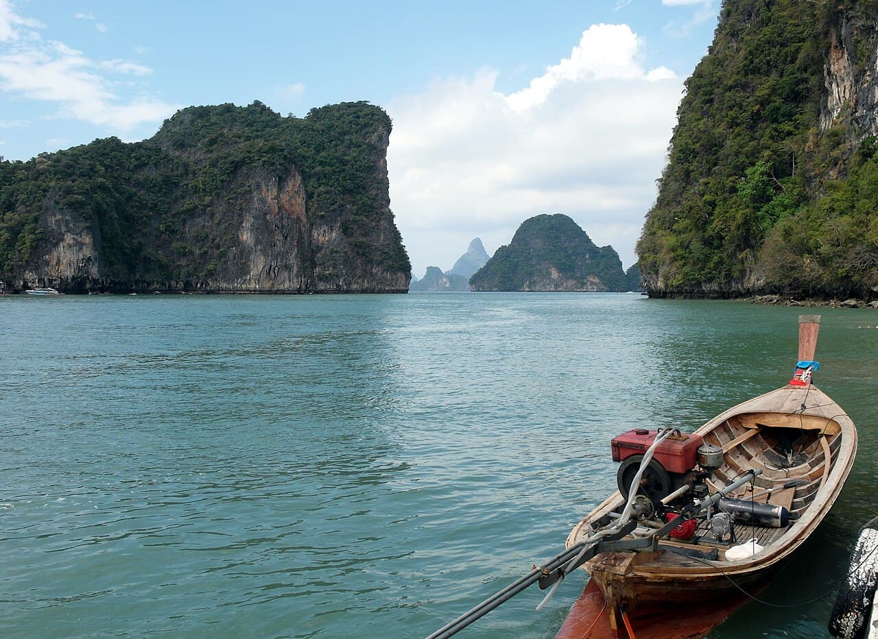 Ko Hong, Krabi, from the bow of a longtail boat